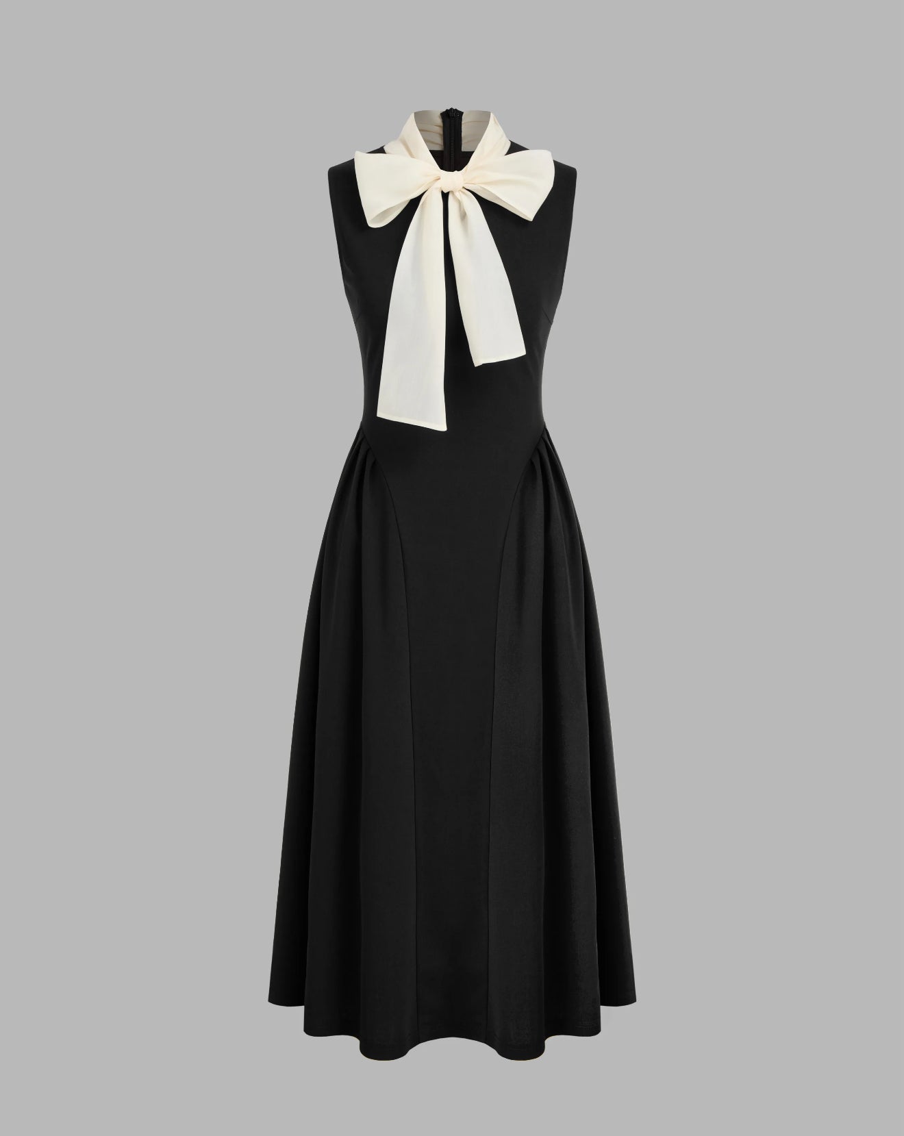 Two tone bowtie ruffle midi dress