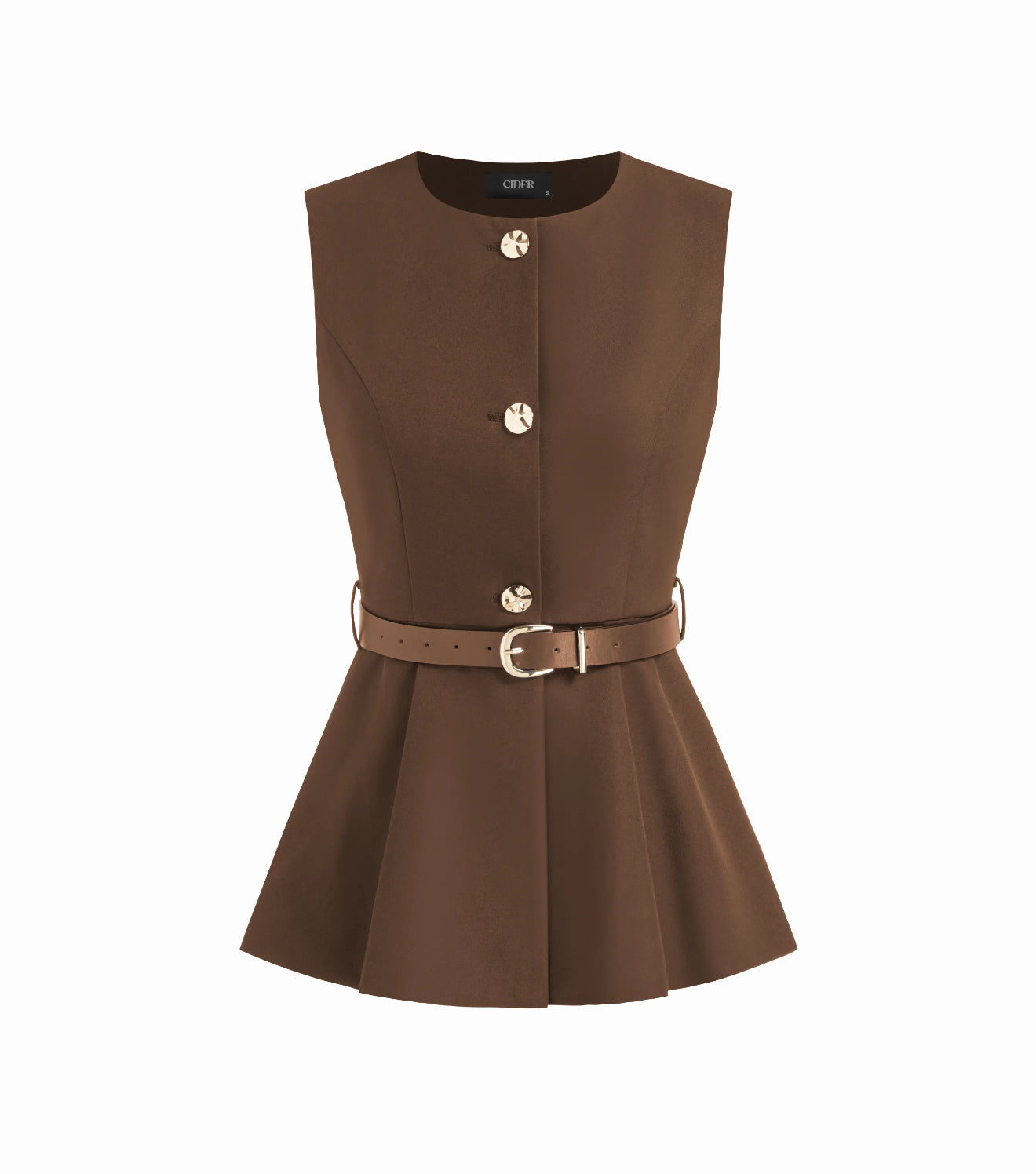 Metal button waistcoat with belt
