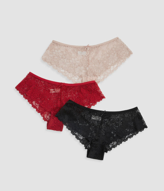 3pcs lace waist briefs
